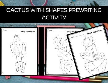 Preview of Cactus with Shapes Prewriting Activity