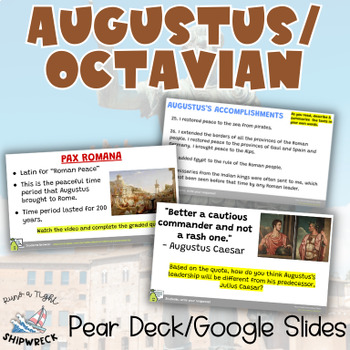 Preview of Caesar Augustus Octavian Pear Deck Google Slides with DBQ Skills Practice