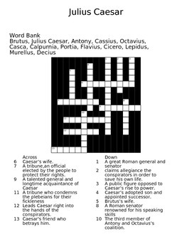 Caesar Crossword by Ex Nihilo Arts and Culture TpT