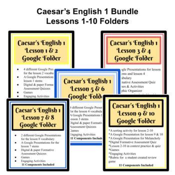 Preview of Caesar's English 1 Lessons 1-10 Bundled Folders