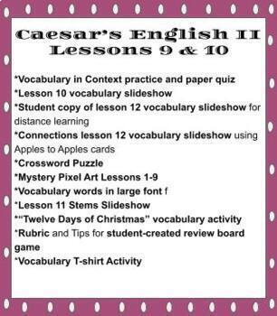 Preview of Caesar's English 2 Lesson 9 & 10 Folder with 14 Components