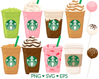 Preview of Cafe Coffee Clipart - SVG, PNG, EPS Images - Frappuccino Clip Art