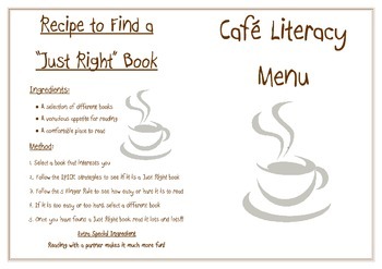 Preview of Cafe Literacy Menu for Tables