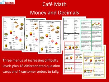 Preview of Cafe Menu Math - Practical Arithmetic and Money Practice (Dollars and Cents)