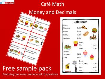 Preview of Café Menu Math - Practical Arithmetic and Money Practice US - Free Sample