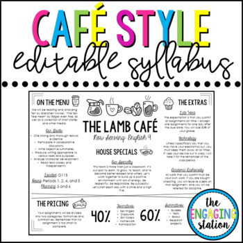 Preview of Cafe/Restaurant/Placemat Syllabus Template