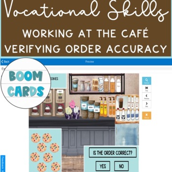 Preview of Cafe Working Vocational Task: Identifying If A Order is Correct Boom Cards