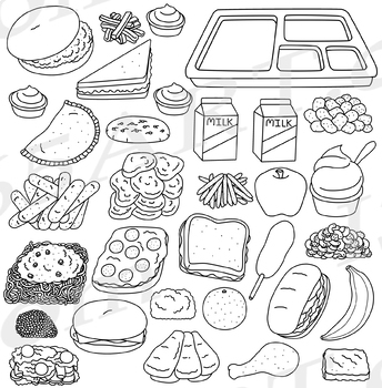 Cafeteria Food Clipart - Build A Lunch Tray Clip Art | TPT