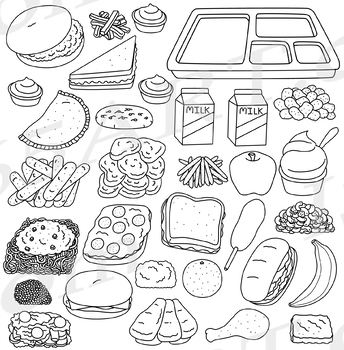 lunch clipart black and white