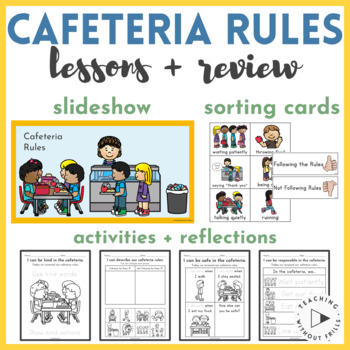 Preview of Cafeteria Rules Slideshow, Sort, Activities, Worksheets, Posters for K-2 PBIS