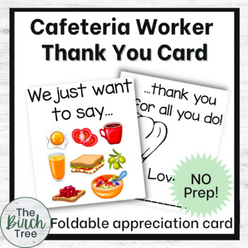 Preview of Cafeteria Worker Appreciation Thank You Card