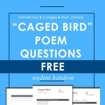 Preview of Caged Bird Poem Close Reading Handout with Questions