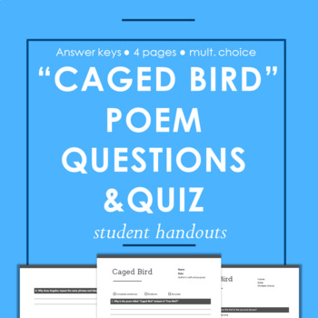 Preview of Caged Bird Poem - Reading Questions & Multiple Choice Quiz with Answer Key