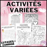 Cahier d'activités variées en français pour temps libres-A