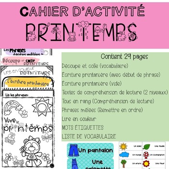 Cahier d'activité PRINTEMPS by Frantastique Mme Cynthia | TpT
