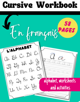 Preview of Cahier d'écriture Cursive - Cursive handwriting Workbook - A to Z in French