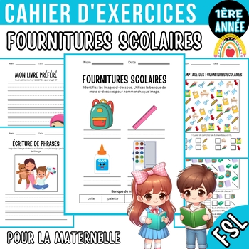 Preview of Cahier d'exercices de la maternelle | Fournitures scolaires de vocabulaire (FLS)