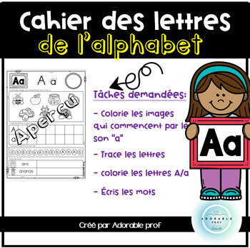 Cahier des lettres de l'alphabet-- FRENCH Alphabet Notebook by Adorable ...