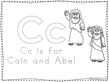 Cain And Abel Color And Trace Worksheet Preschool Kindergarten