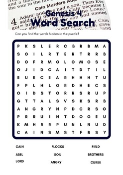 Cain and Abel Word Search by Emily Kinsey | TPT