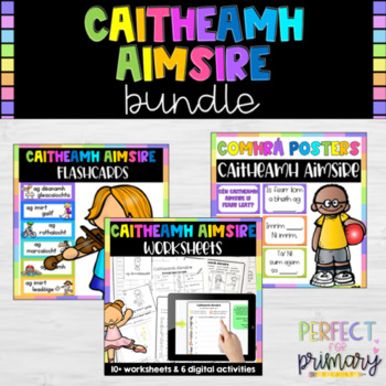 Preview of Caitheamh Aimsire BUNDLE - Comhrá Posters, Flashcards, Worksheets and Digital Ac