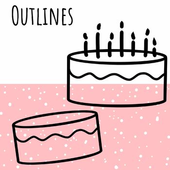 Birthday Cake Outline Clip Art Set – Daily Art Hub // Graphics, Alphabets &  SVG
