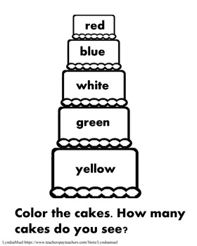 Preview of Cake Color 1- Reading Colors