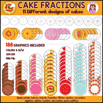 Preview of Cake Fractions Clip Art - Whole to Twelfths