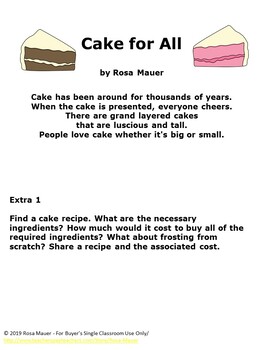 cake poem activities learning packet distance school preview