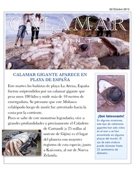 Preview of "Calamar Gigante" Spanish Authentic Resource