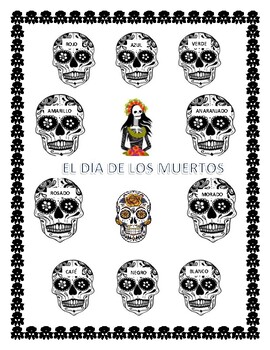 Preview of Calaveras/Headband-Spanish Colors Word Search-DAY OF THE DEAD-Día de los Muertos