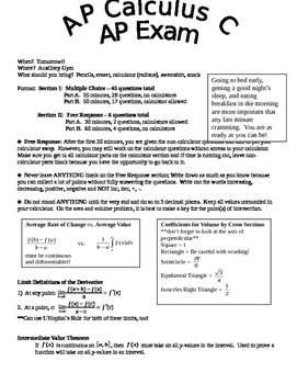 Preview of Calc BC AP Exam Summary and Important Points