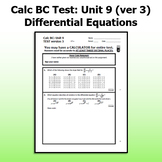 Calc BC Test ver3 - Unit 9 - Differential Equations