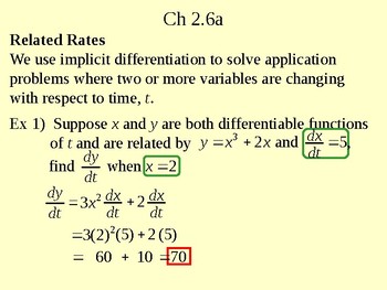 Preview of Calc Ch 2.6a Related Rates