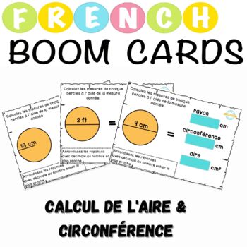 Preview of Calcul de l'Aire, Rayon, Diamètre & Circonférence French Boom Cartes™