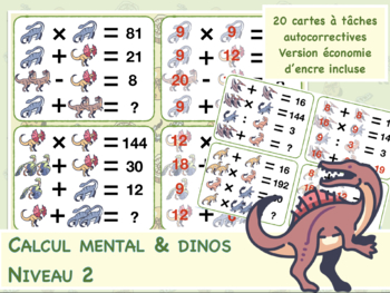 Preview of Calcul mental et dinosaures - Niveau 2