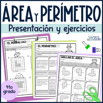 Preview of Calcular el área y el perímetro -  Área and Perimeter Worksheets in Spanish