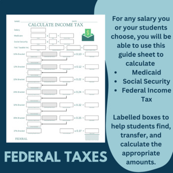 Calculate Federal and State Income Tax | Tax Bracket Guided Worksheet ...