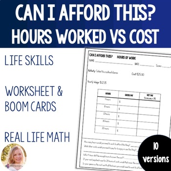 Preview of Calculate Gross Net Income. Can I Afford This Activity Math Worksheet.Boom Cards