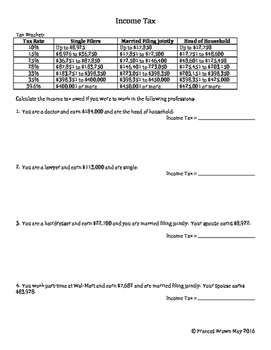 Download Calculate Income Tax 7.13A Personal Financial Literacy by Texas Math in Motion