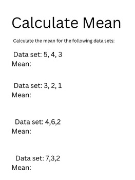 Preview of Calculate Mean From A Data Set