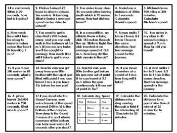 NEED FOR SPEED Worksheet