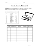 Calculate the Bank Account Balance Worksheet (with answer key)