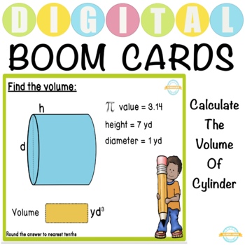 Preview of Calculate the Volume of Cylinder- Boom Cards™
