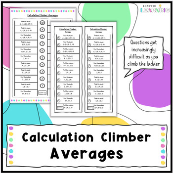 Preview of Calculating Averages (Mean, Median and Mode) Calculation Climber Worksheet