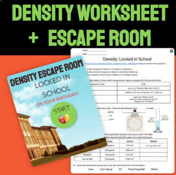 Preview of Calculating Density Escape Room Worksheet