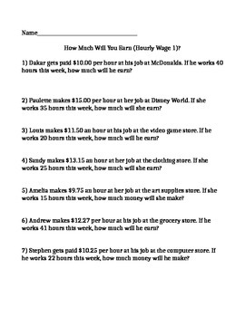 Preview of Calculating Earnings Workbook