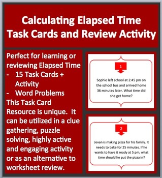 Preview of Calculating Elapsed Time Task Cards and UNIQUE Activity
