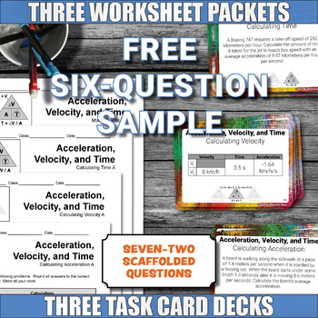 Calculating Force Mass And Acceleration Worksheet And Task Card Free Sample