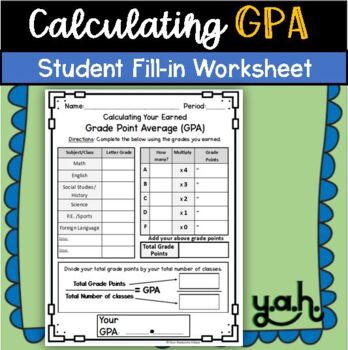 Preview of Calculating GPA Reference Worksheet College Ready AVID Grade Point Average